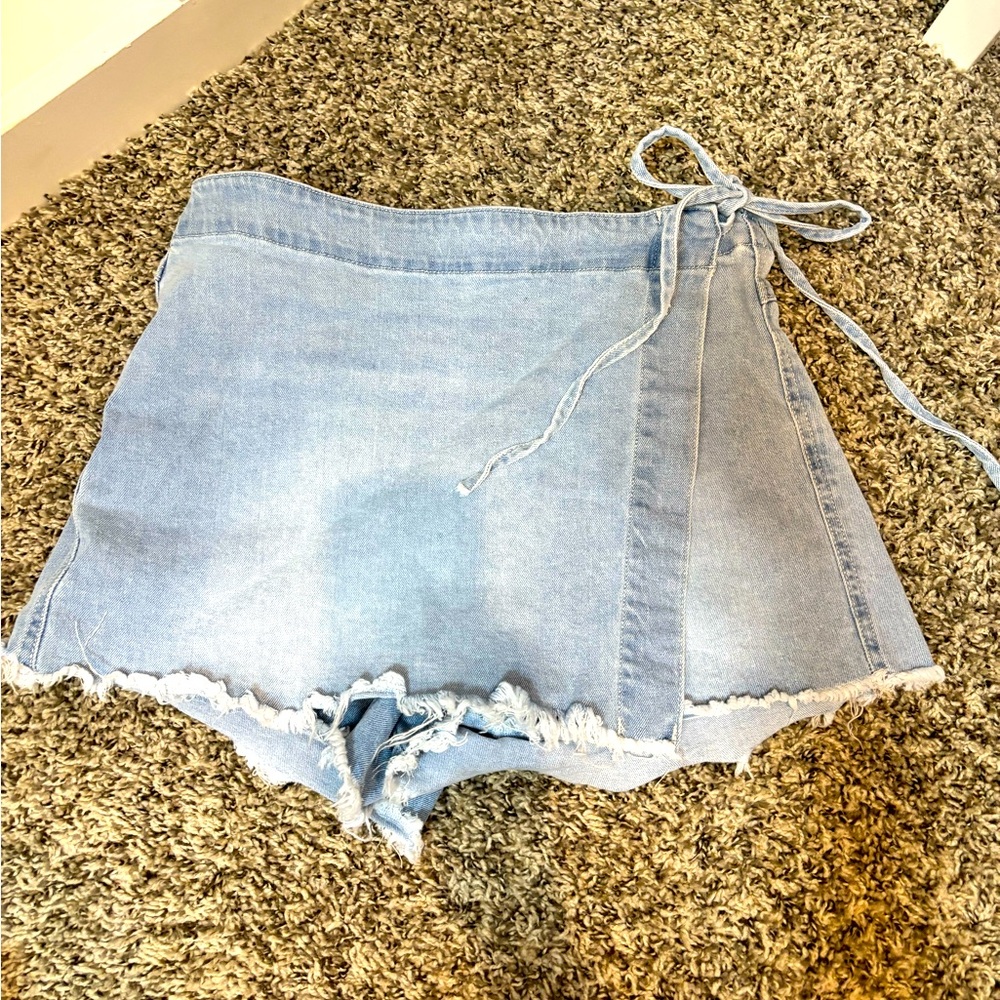 Denim Wrap Skort